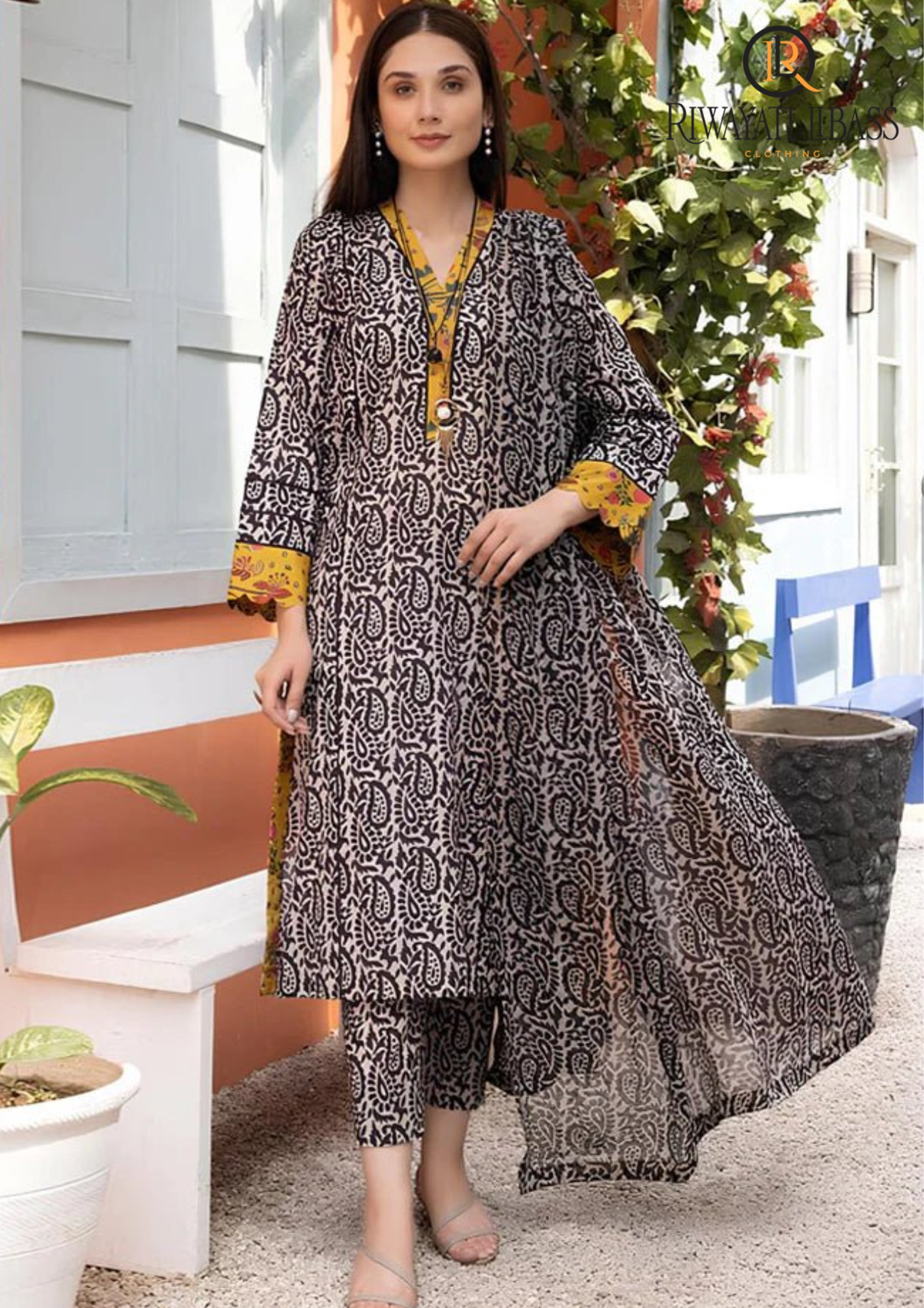 3PCs SUMMER DIGITAL PRINTED LAWN DRESS RL-1098