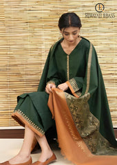 Winter Unstitched 3PCs Embroidered Dhanak Dress With Digital Printed Karandi Shawl RL-557