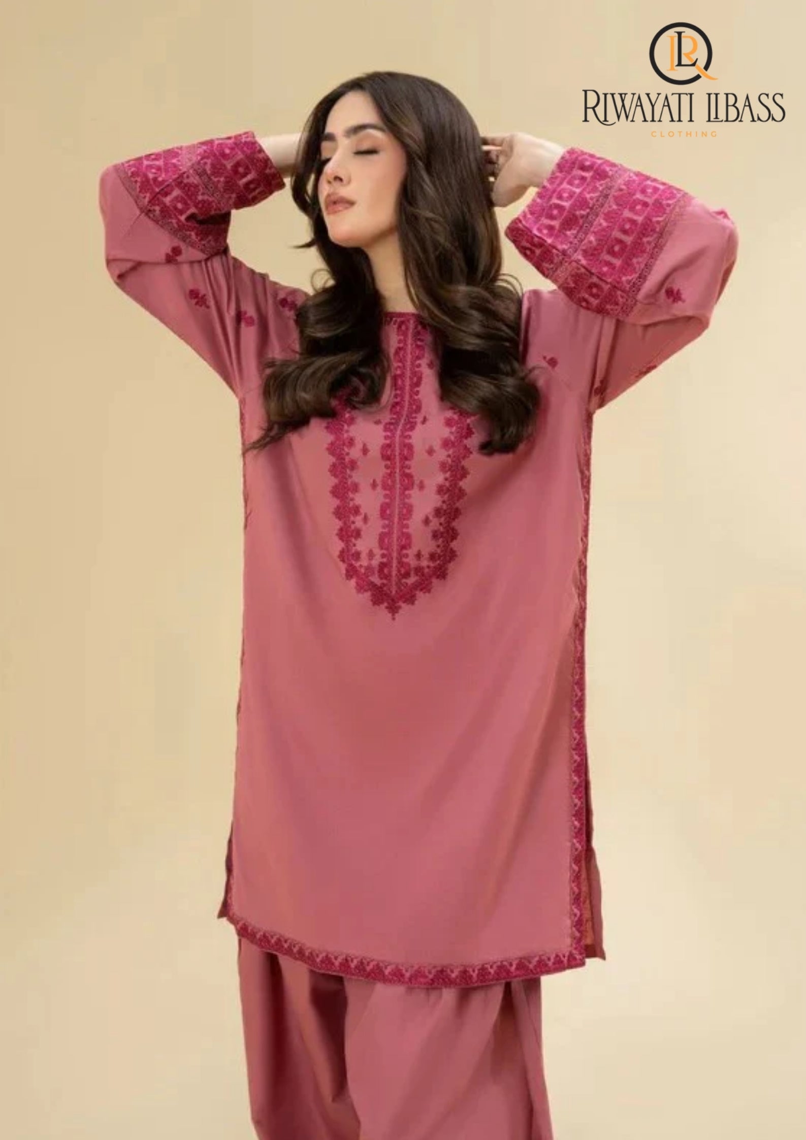 Winter Unstitched 2PCs Embroidered Dhanak Dress With Embroidered Dhanak Trouser RL-634