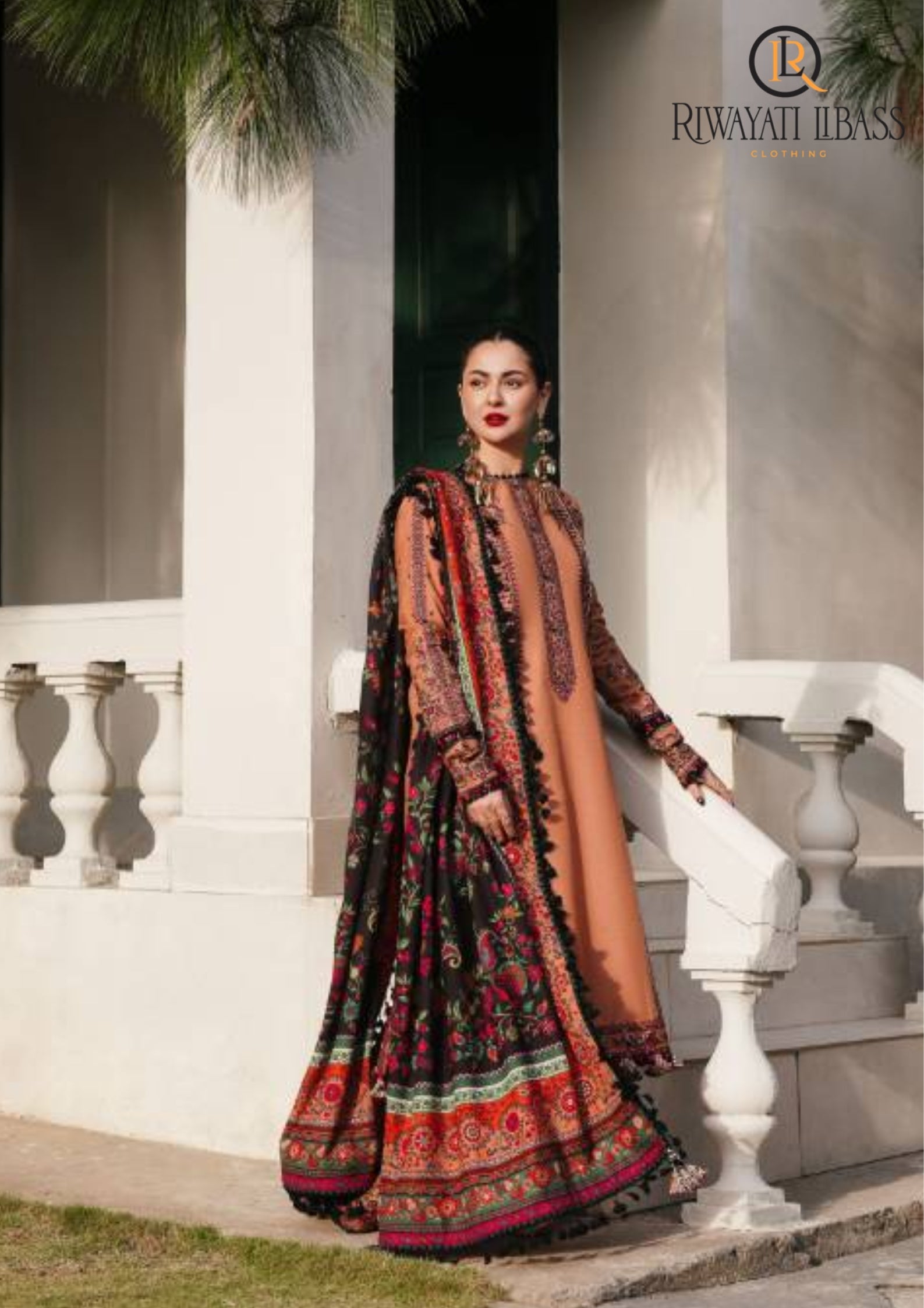Winter Unstitched 3PCsHeavy Embroidered  Dhanak Dress With Digital Printed Karandi Shawl RL-639