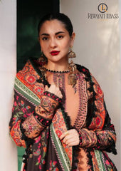 Winter Unstitched 3PCsHeavy Embroidered  Dhanak Dress With Digital Printed Karandi Shawl RL-639