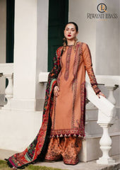 Winter Unstitched 3PCsHeavy Embroidered  Dhanak Dress With Digital Printed Karandi Shawl RL-639