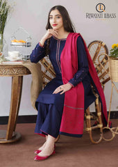 Winter Unstitched 3PCs Embroidered Dhanak Dress With Dhanak Embroidered Shawl RL-642