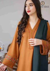 Winter Unstitched 3PCs Embroidered Dhanak Dress With Dhanak Embroidered Shawl RL-643