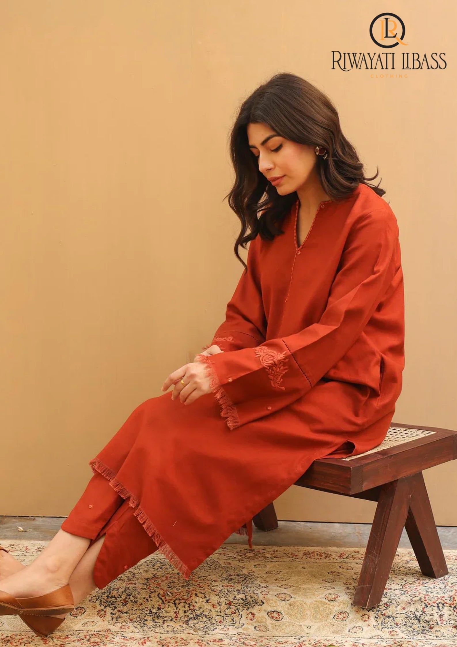 Winter Unstitched 3PCs Embroidered Dhanak Dress With Embroidered Dhanak Shawl RL-652