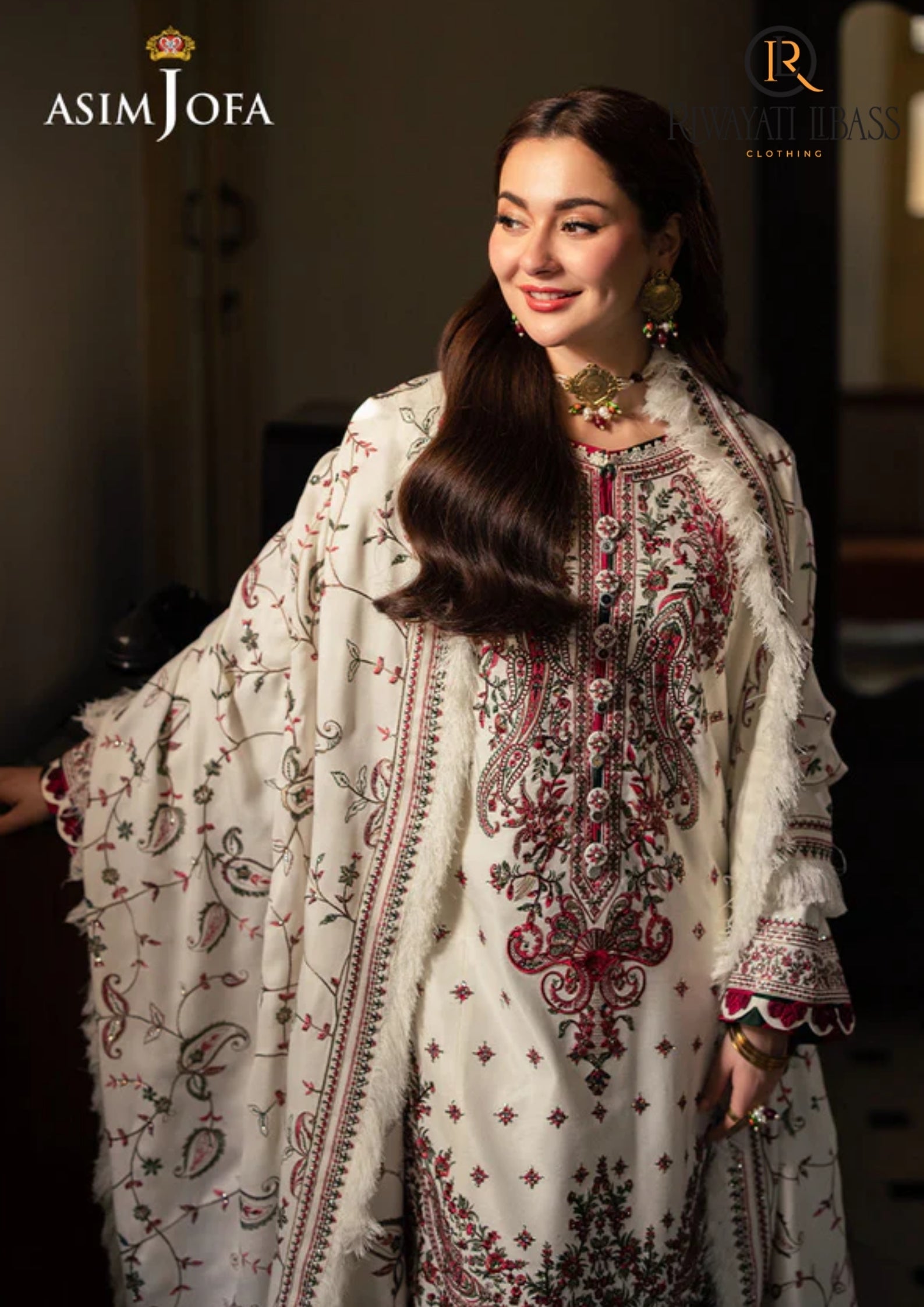 Winter Unstitched 3PCs Heavy Embroidered Dhanak Dress With Heavy Embroidered Shawl RL-656