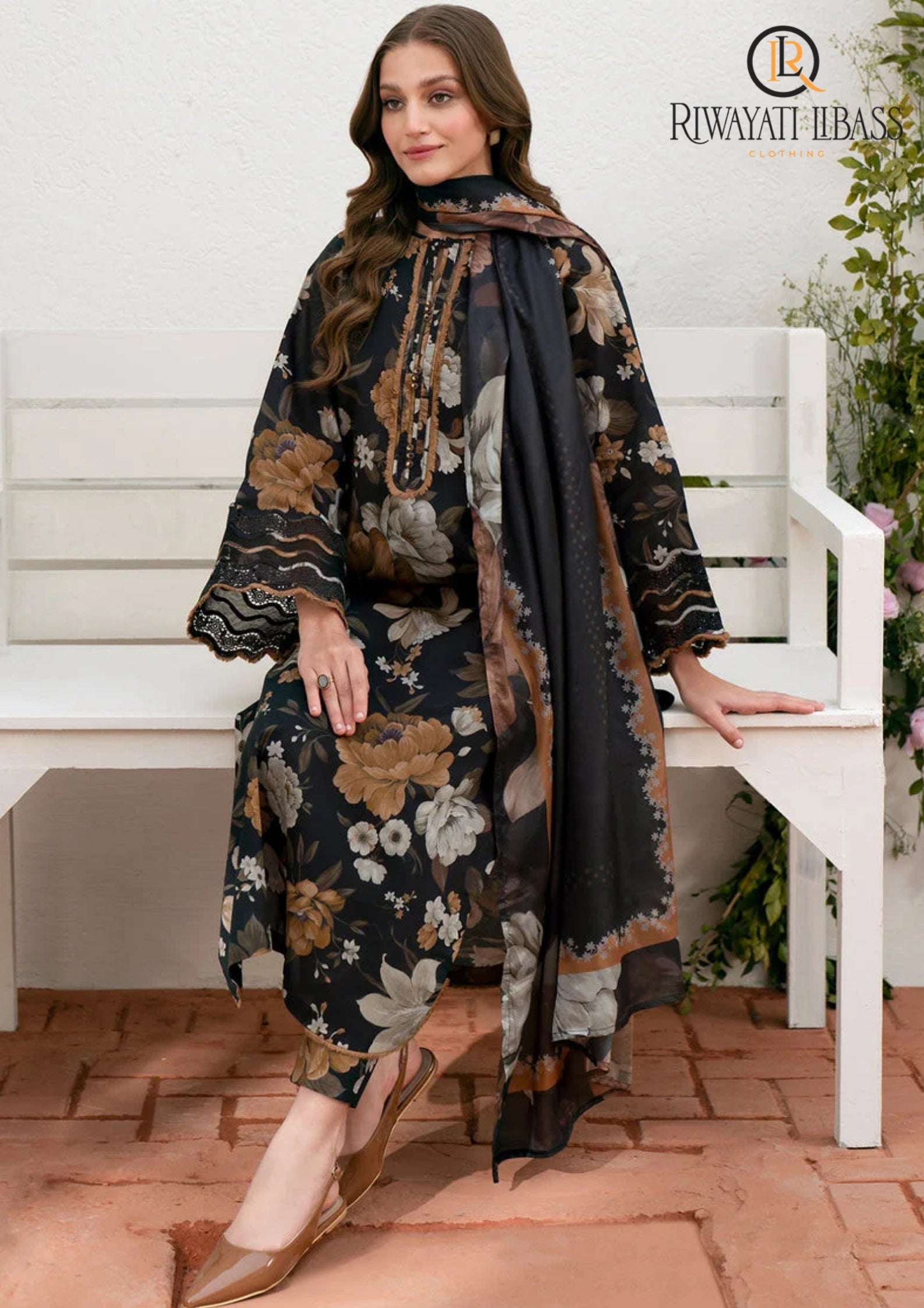 Winter Unstitched 3PCs Digital Printed Karandi Dress With Digital Printed Karandi Shawl RL-663
