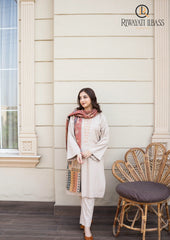 Winter Unstitched 3PCs Embroidered Dhanak Dress With Digital Printed Karandi Shawl RL-677
