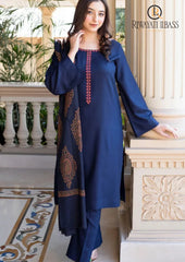 Winter Unstitched 3PCs Embroidered Dhanak Dress With Digital Printed Karandi Shawl RL-668