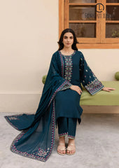 Winter Unstitched 3PCs Embroidered Dhanak Dress With Embroidered Chiffon Dupatta RL-671