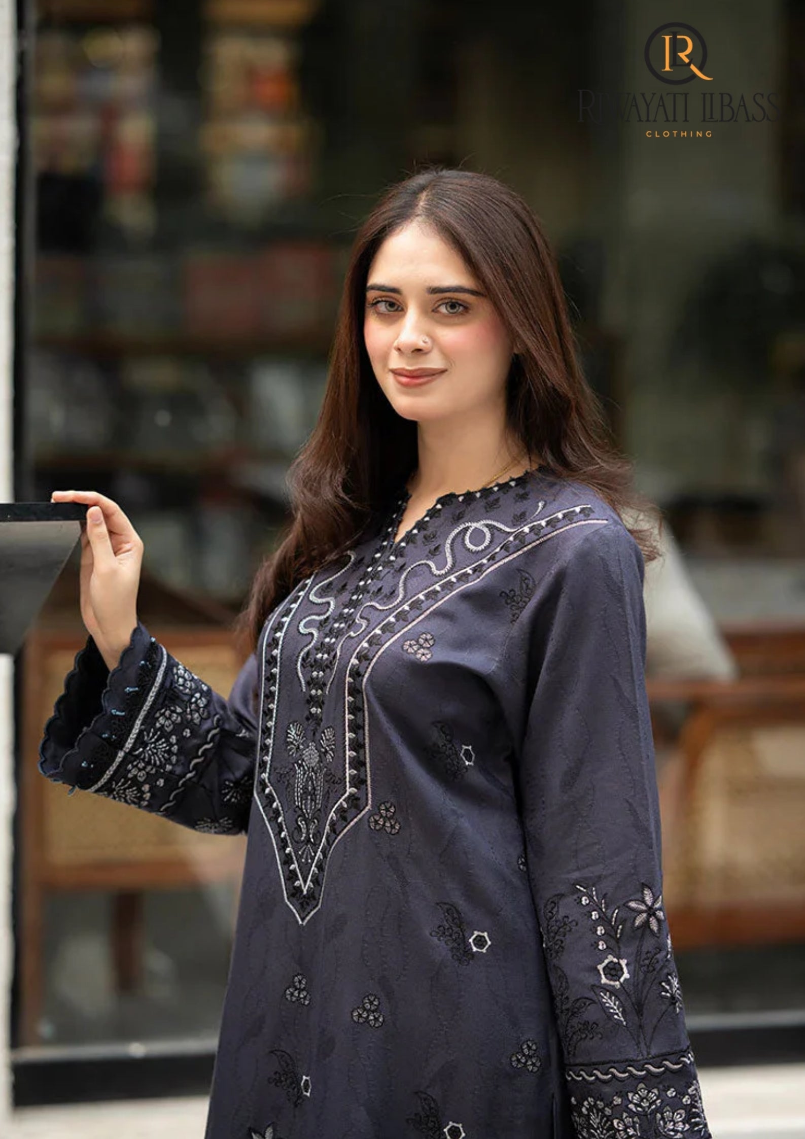 Winter Unstitched 3PCs Embroidered Dhanak Dress With Embroidered Dhanak Shawl RL-673