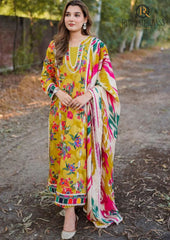Winter Unstitched 3PCs Digital Printed Karandi Dress With Digital Printed Karandi Shawl RL-708