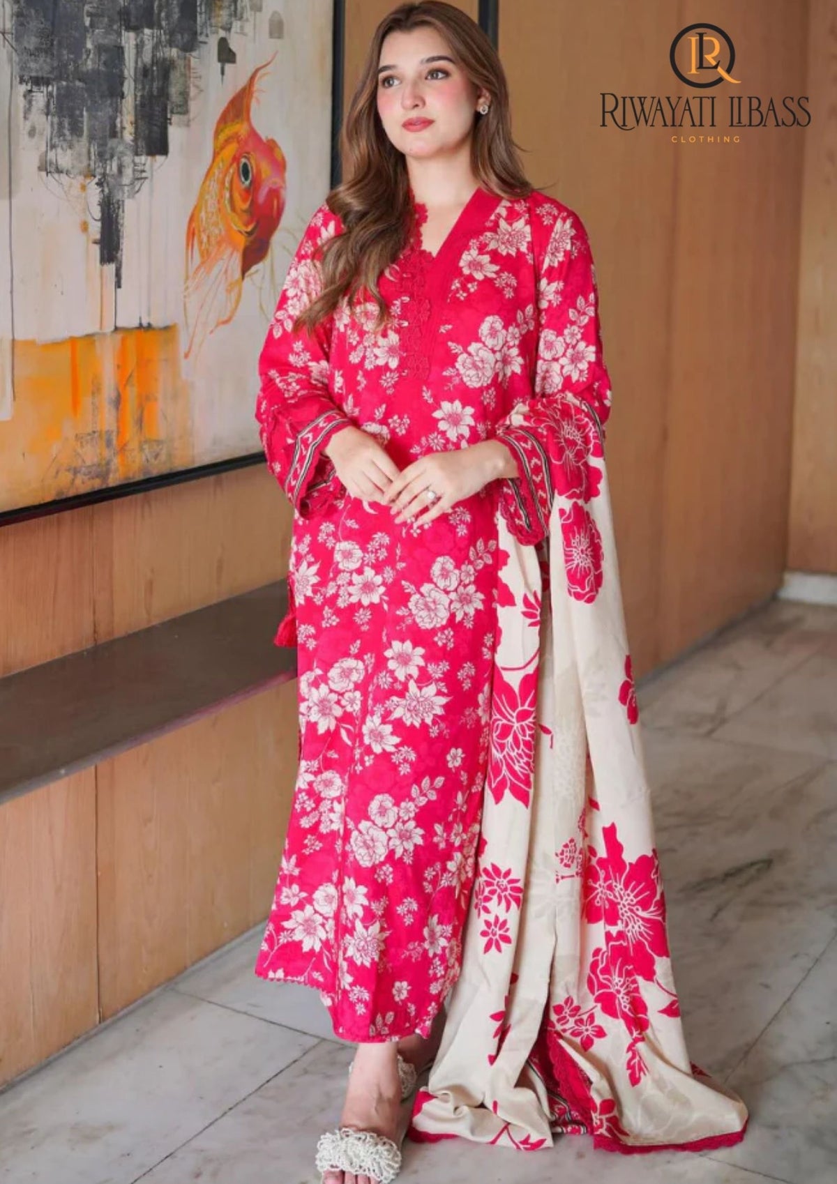 Winter Unstitched 3PCs Digital Printed Karandi Dress With Digital Printed Karandi Shawl RL-709