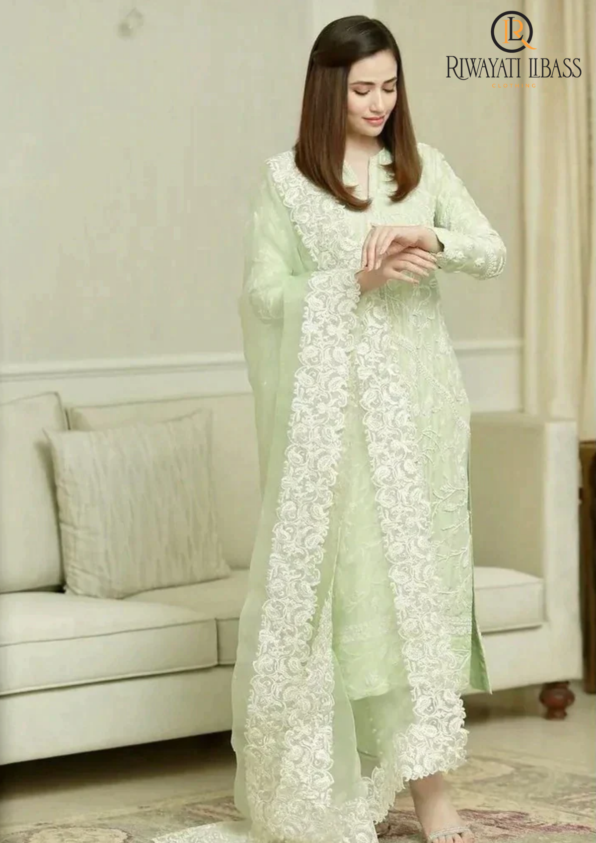 Summer Unstitched 3PC Lawn Embroidered Shirt With Organza Dupatta RL-102