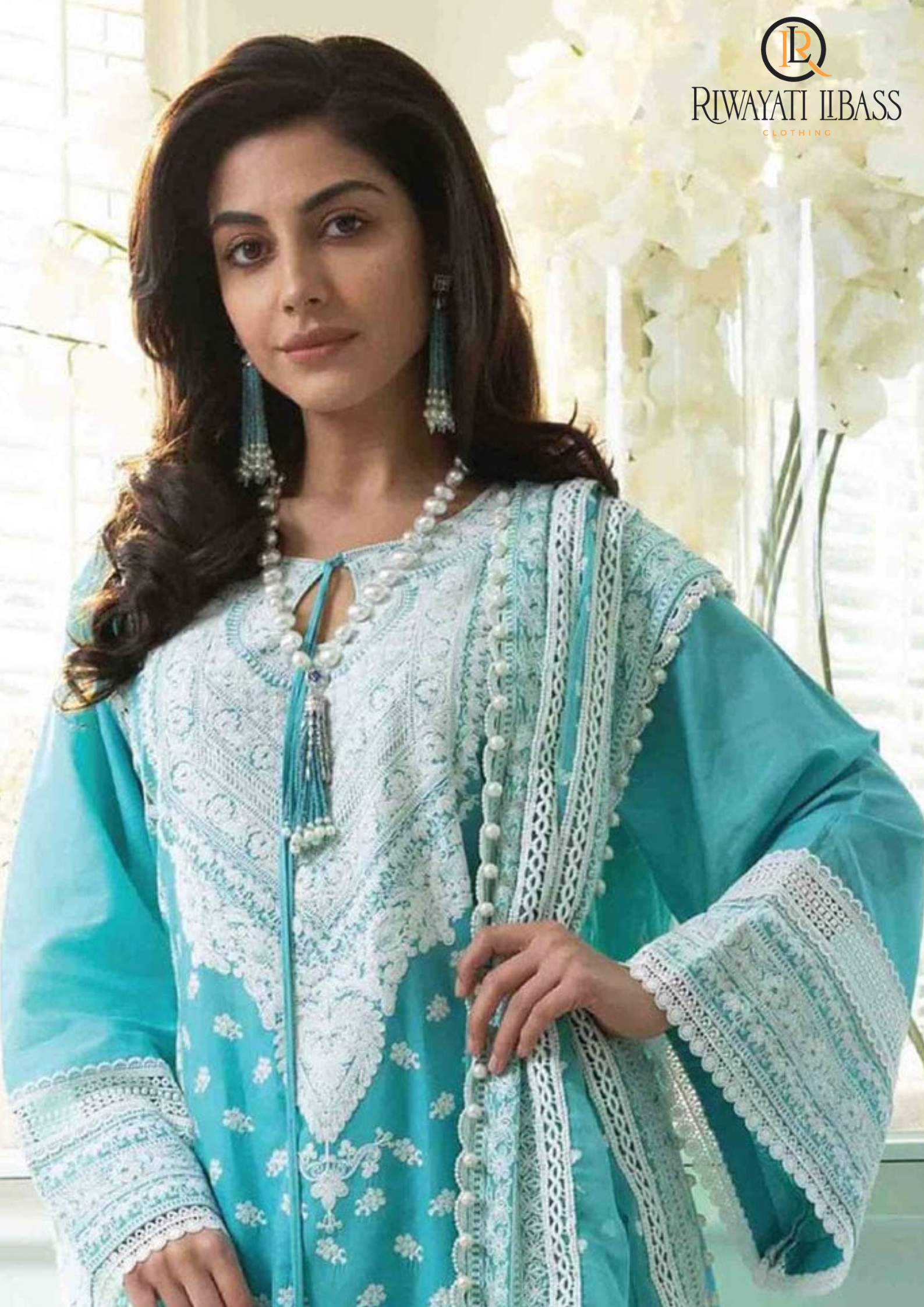 Summer Unstitched 3PC Lawn Embroidered Shirt With Chiffon Dupatta RL-106