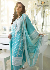 Summer Unstitched 3PC Lawn Embroidered Shirt With Chiffon Dupatta RL-106