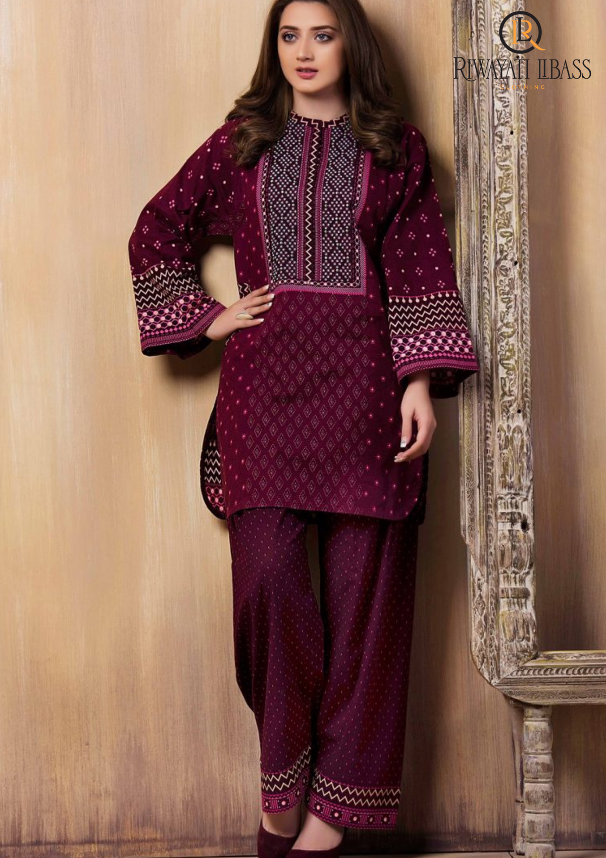 Summer Unstitched 2PC Lawn Embroidered Shirt With Fully Embroidered Trouser RL-108