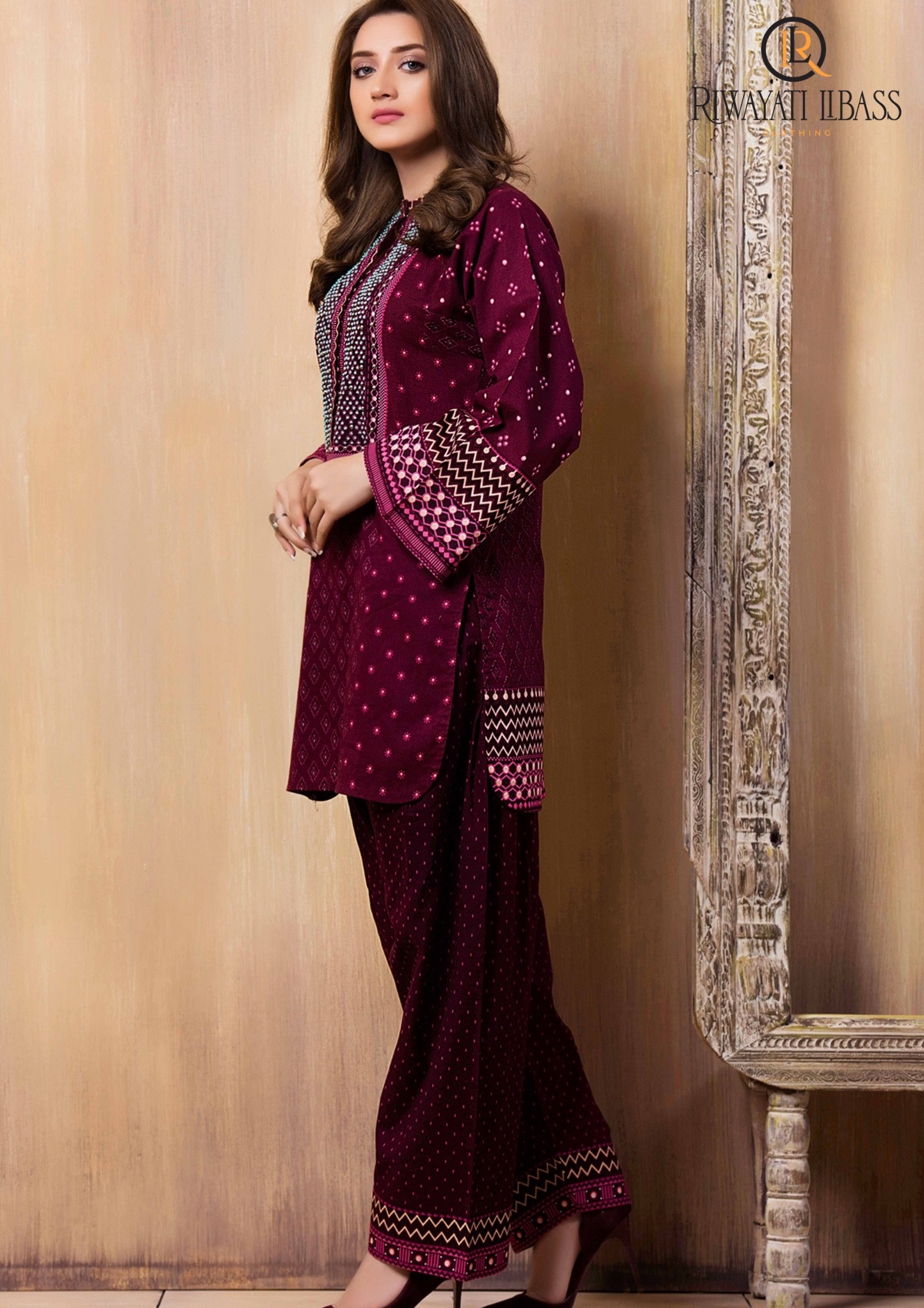 Summer Unstitched 2PC Lawn Embroidered Shirt With Fully Embroidered Trouser RL-108