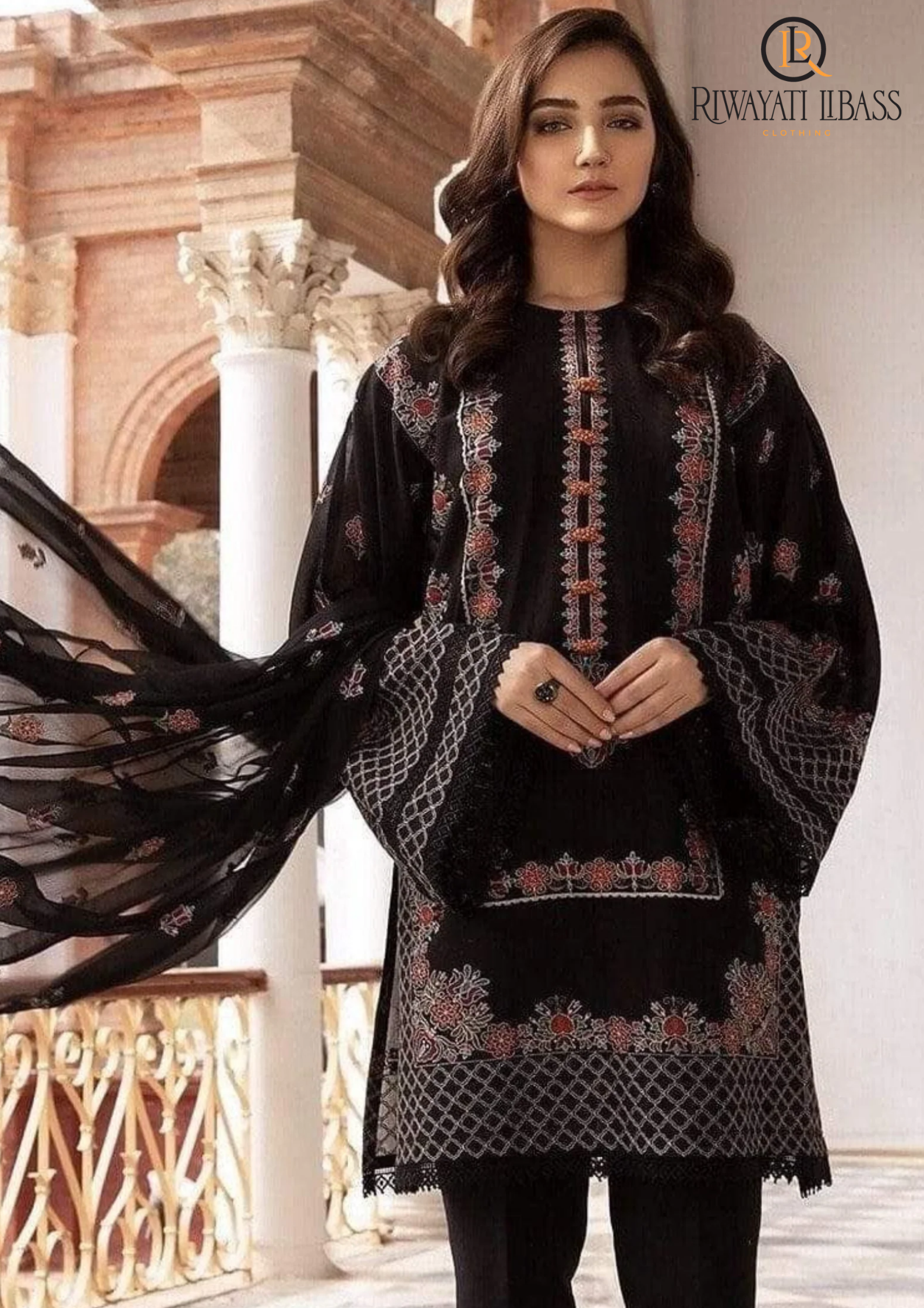 Summer Unstitched 3PC Lawn Embroidered Shirt With Chiffon Dupatta RL-111