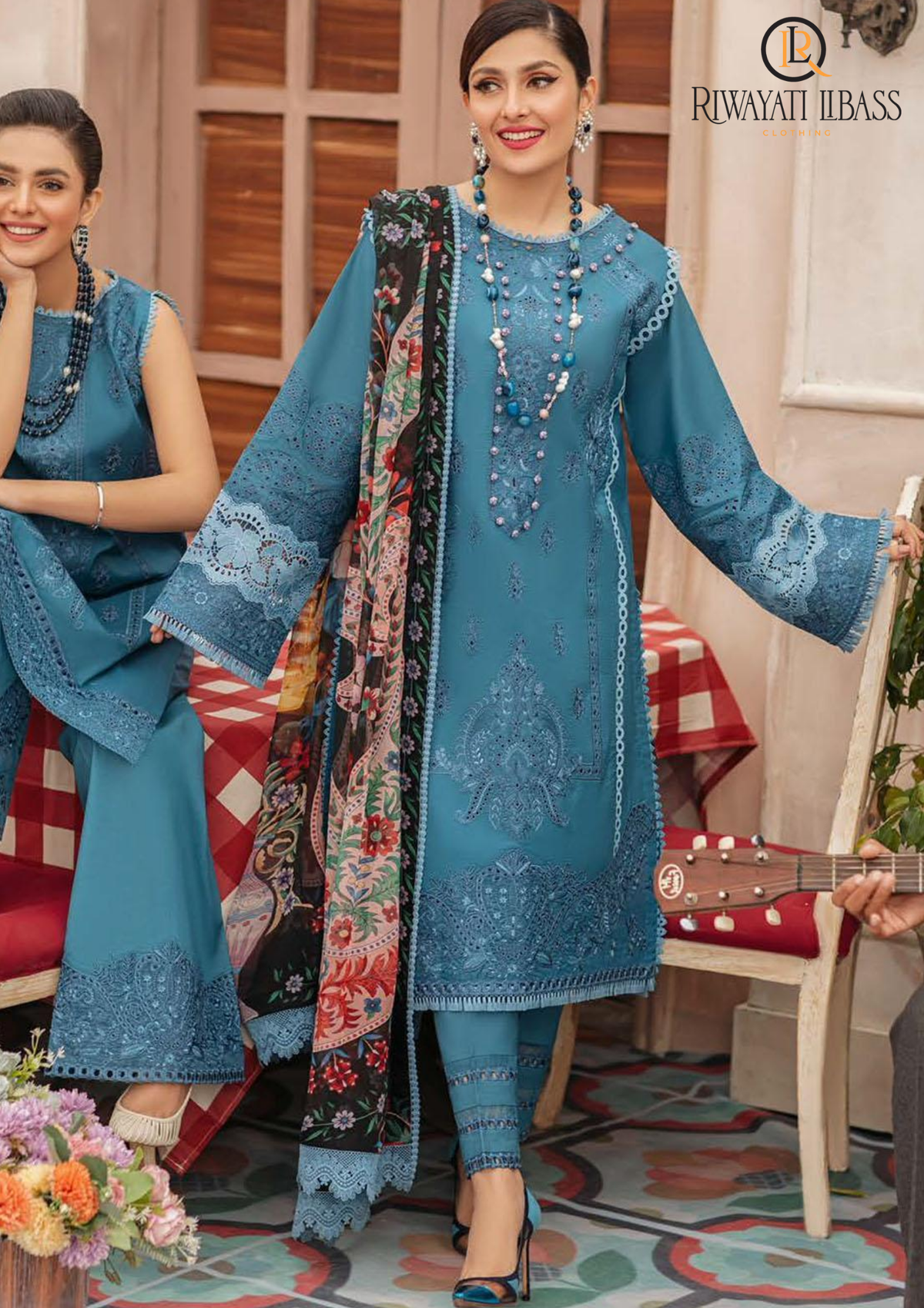 Summer Unstitched 3PC Lawn Embroidered Shirt With Chiffon Dupatta RL-113