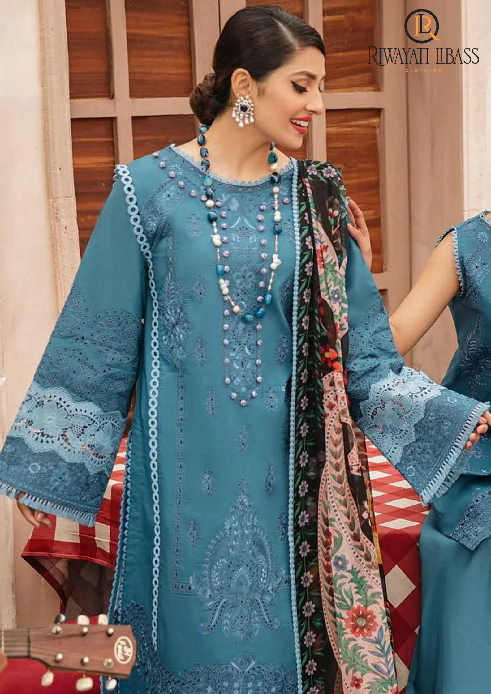 Summer Unstitched 3PC Lawn Embroidered Shirt With Chiffon Dupatta RL-113