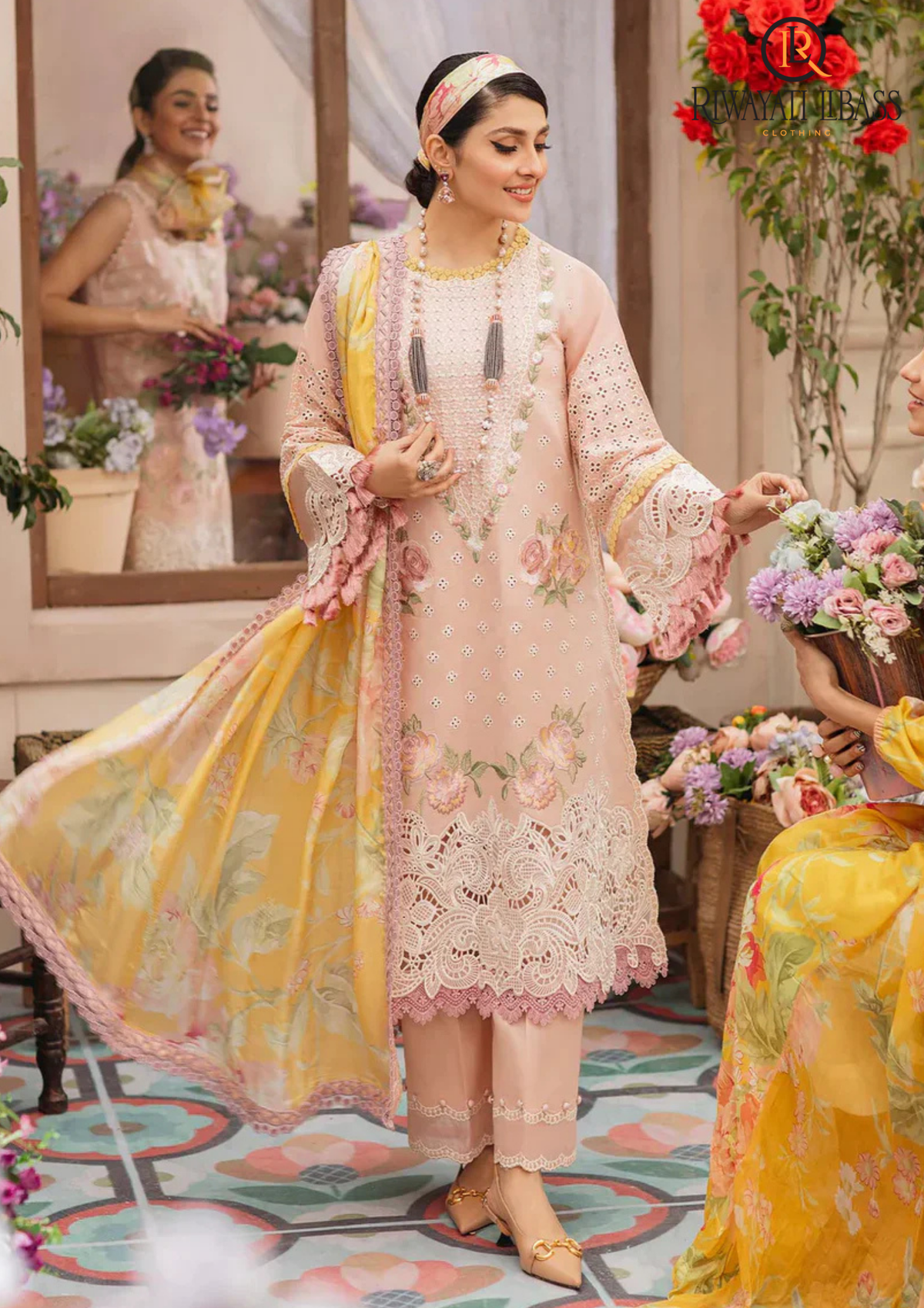 Summer Unstitched 3PC Lawn Embroidered Shirt With Chiffon Dupatta RL-114