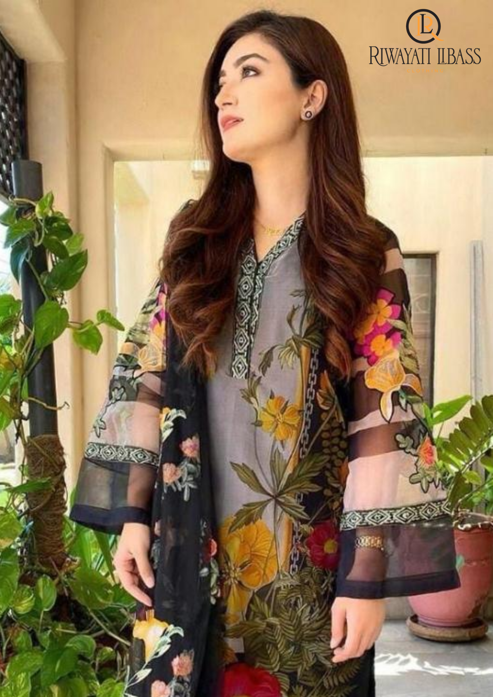 Summer Unstitched 3PCs Lawn Printed Shirt With Diamond Dupatta RL-116