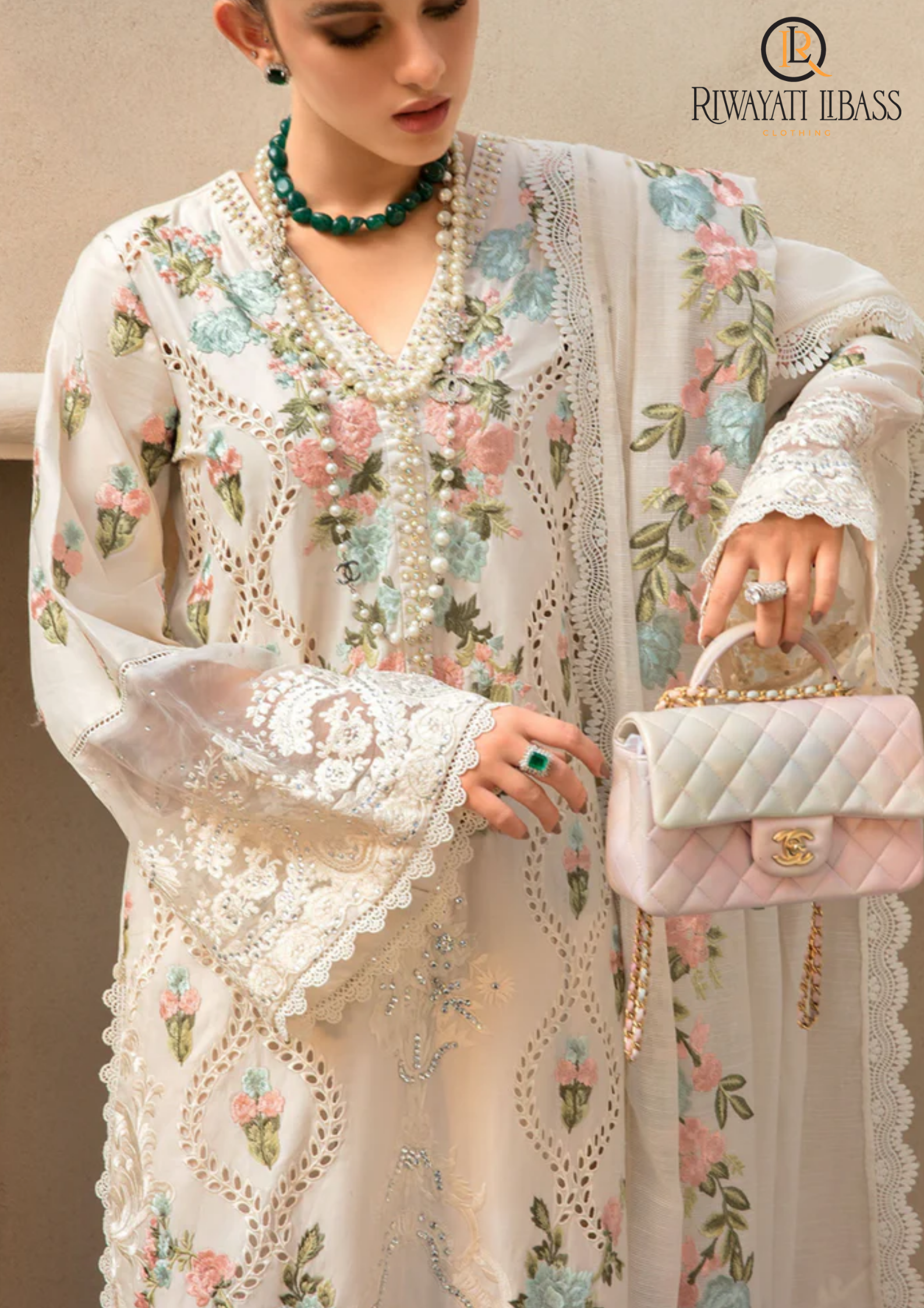 Summer Unstitched 3PC Lawn Embroidered Shirt With Chiffon Dupatta RL-117