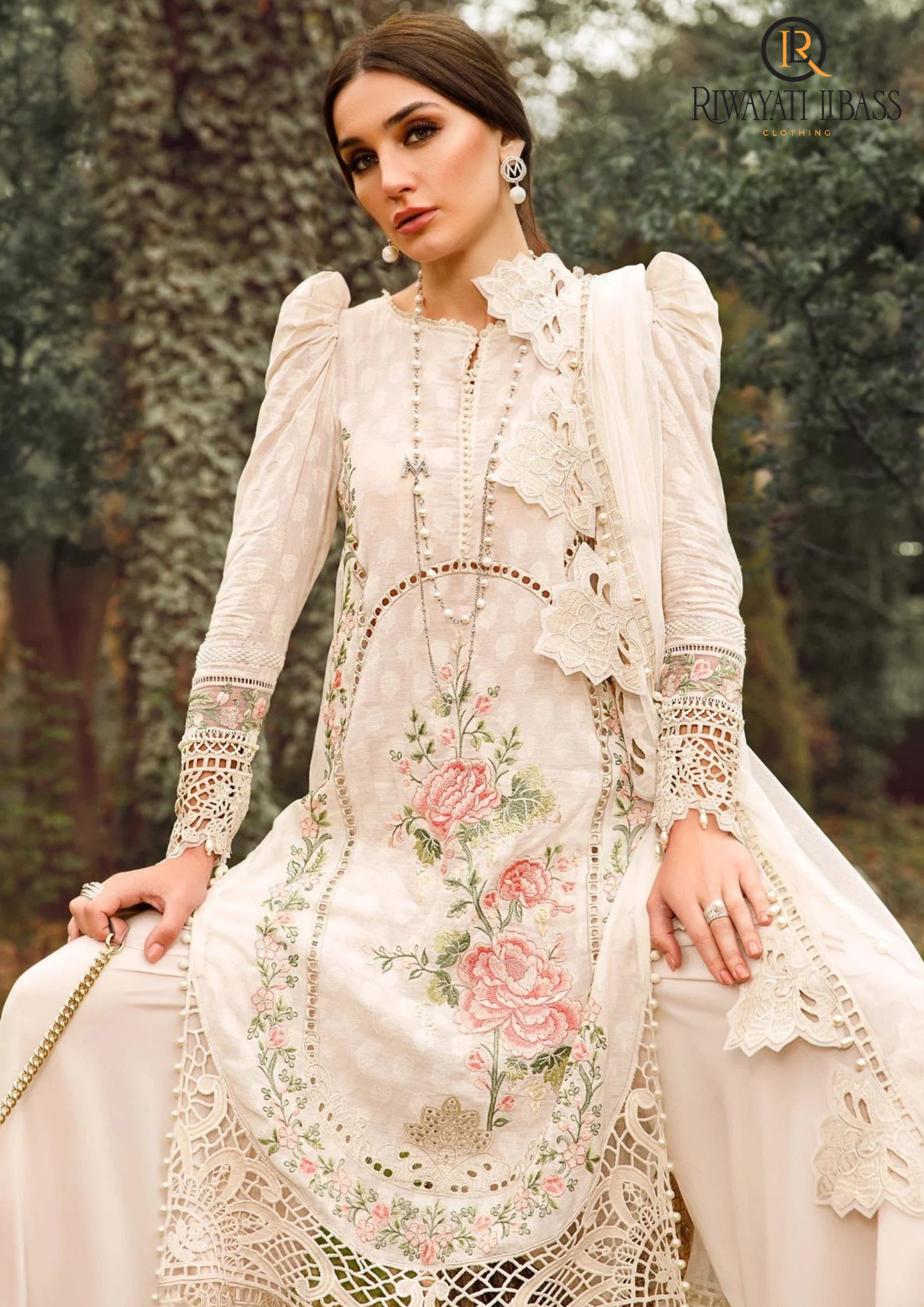 Summer Unstitched 3PC Lawn Heavy Embroidered Sequence Work With Organza Dupatta RL-121