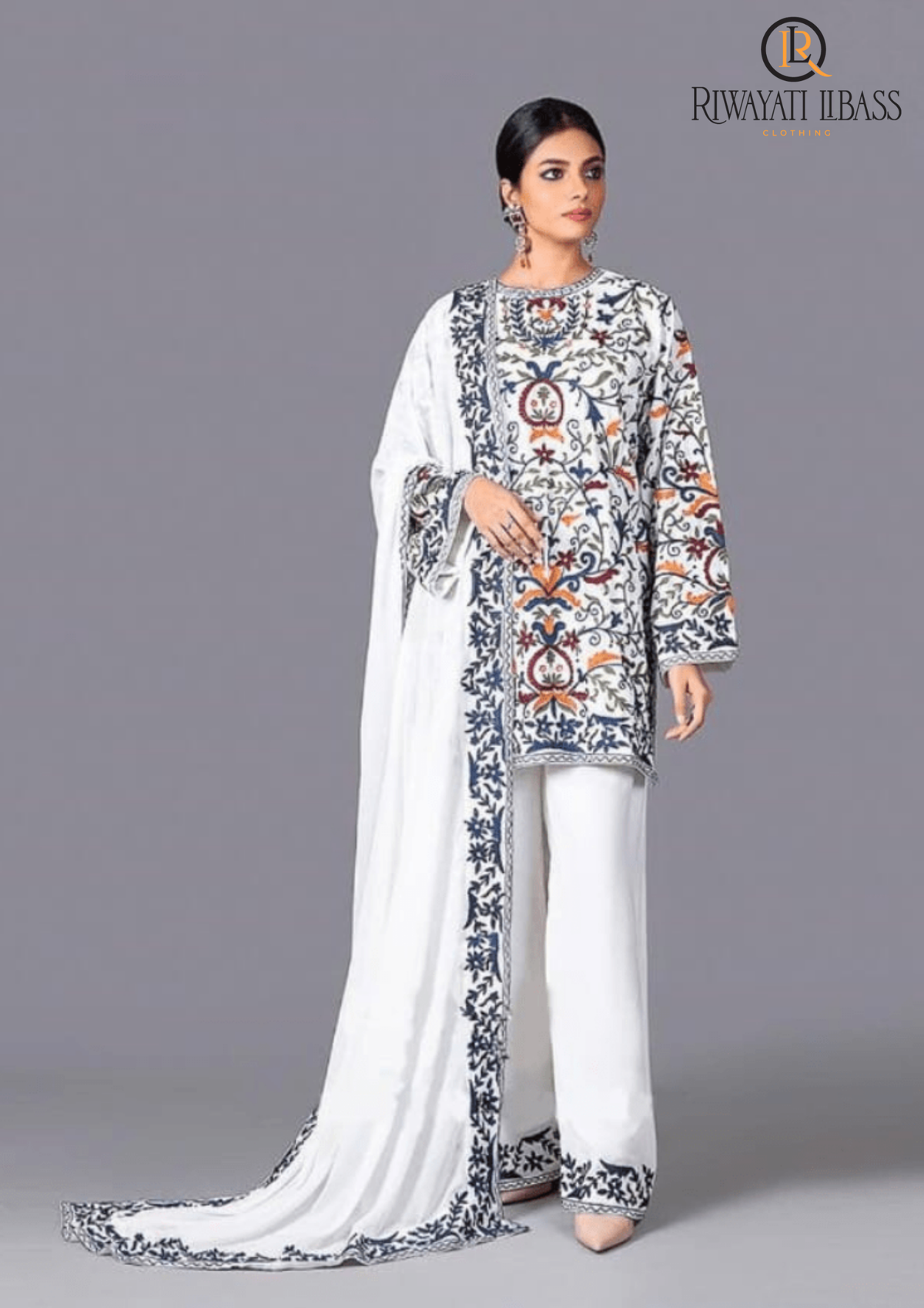 Summer Unstitched 3PC Lawn Embroidered Shirt With Chiffon Dupatta RL-123