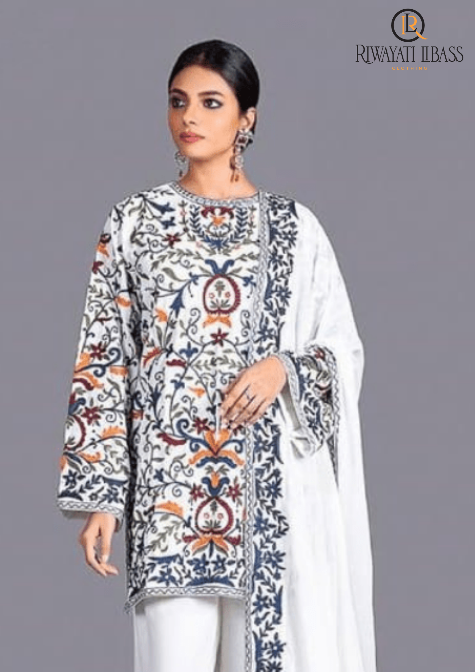 Summer Unstitched 3PC Lawn Embroidered Shirt With Chiffon Dupatta RL-123