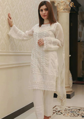 Summer Unstitched 3PC Lawn Chicken Kari Embroidered Shirt With Organza Dupatta RL-127