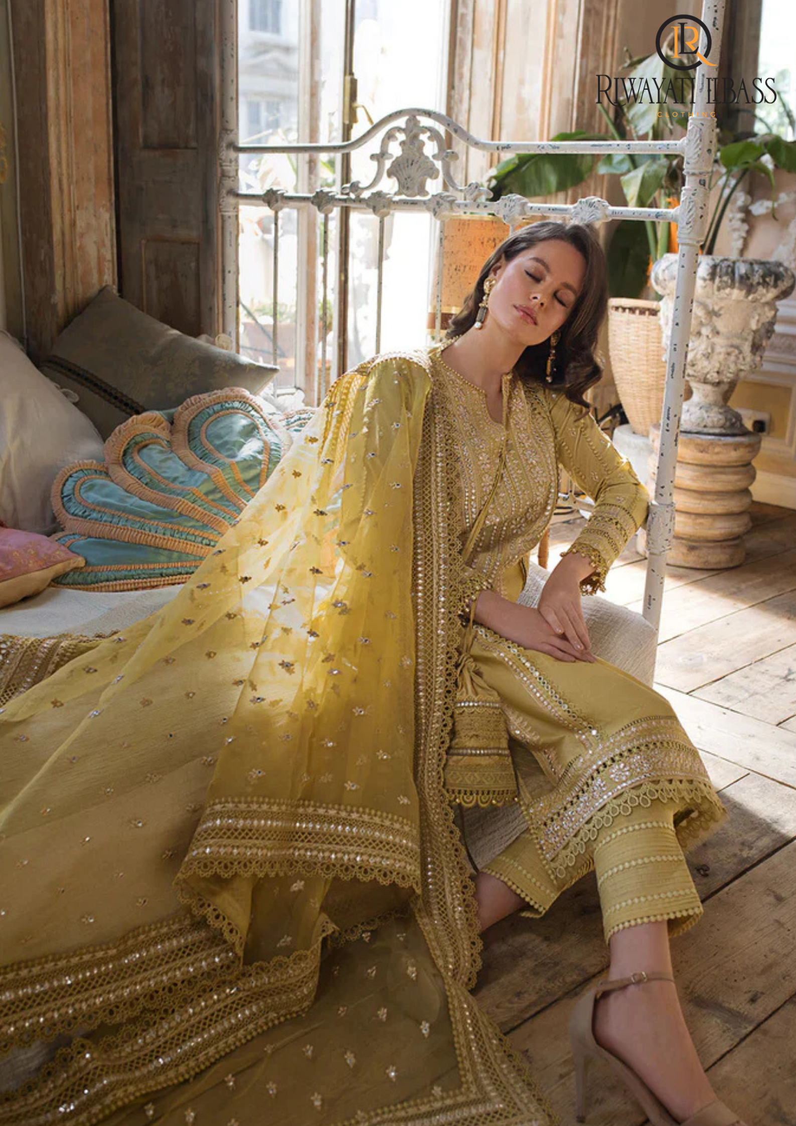 Summer Unstitched 3PC Lawn Embroidered Shirt With Organza Dupatta RL-128