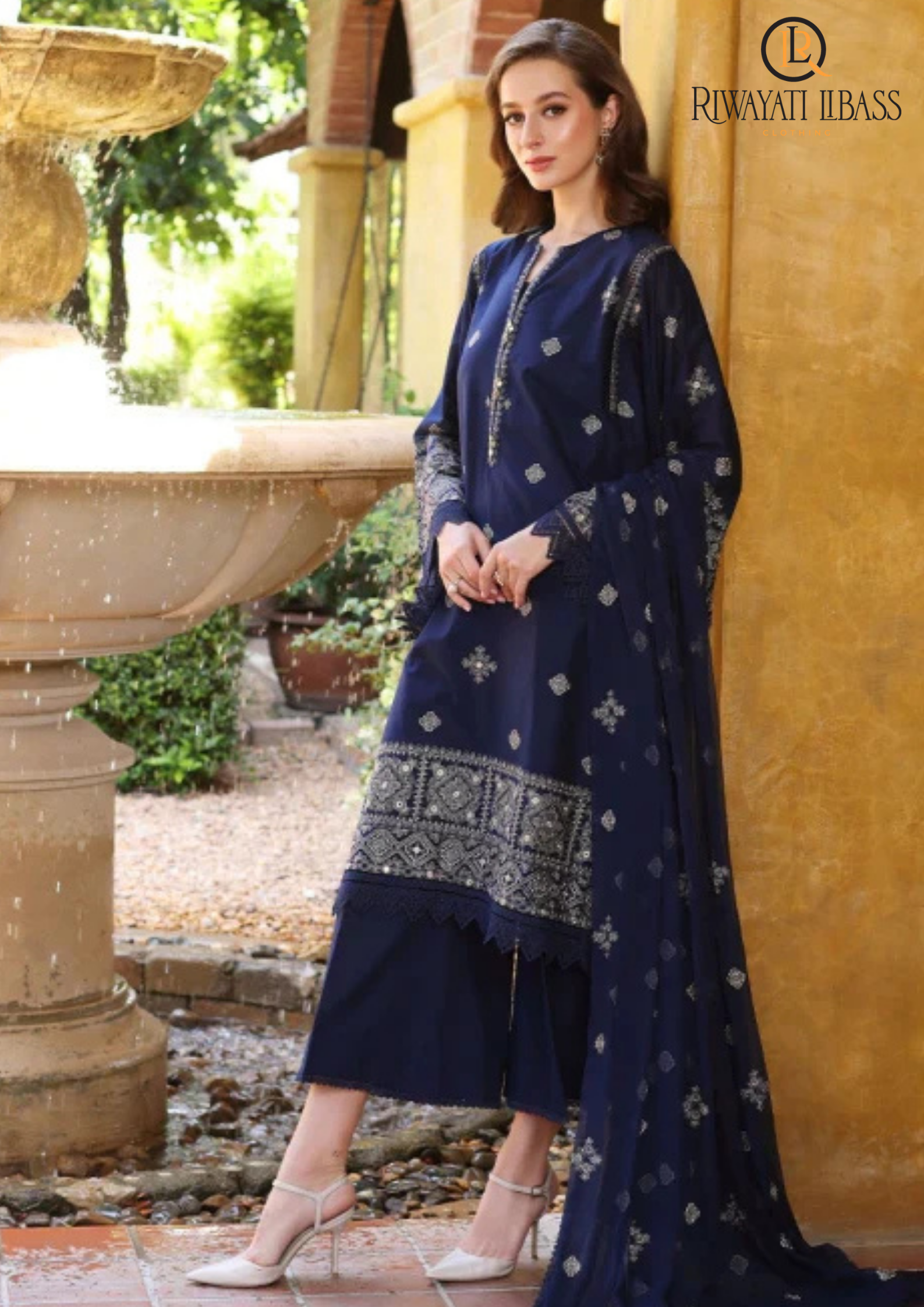 Summer Unstitched 3PC Lawn Embroidered Shirt With Chiffon Dupatta RL-129