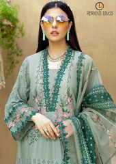 Summer Unstitched 3PC Lawn Embroidered Shirt With Organza Dupatta RL-130