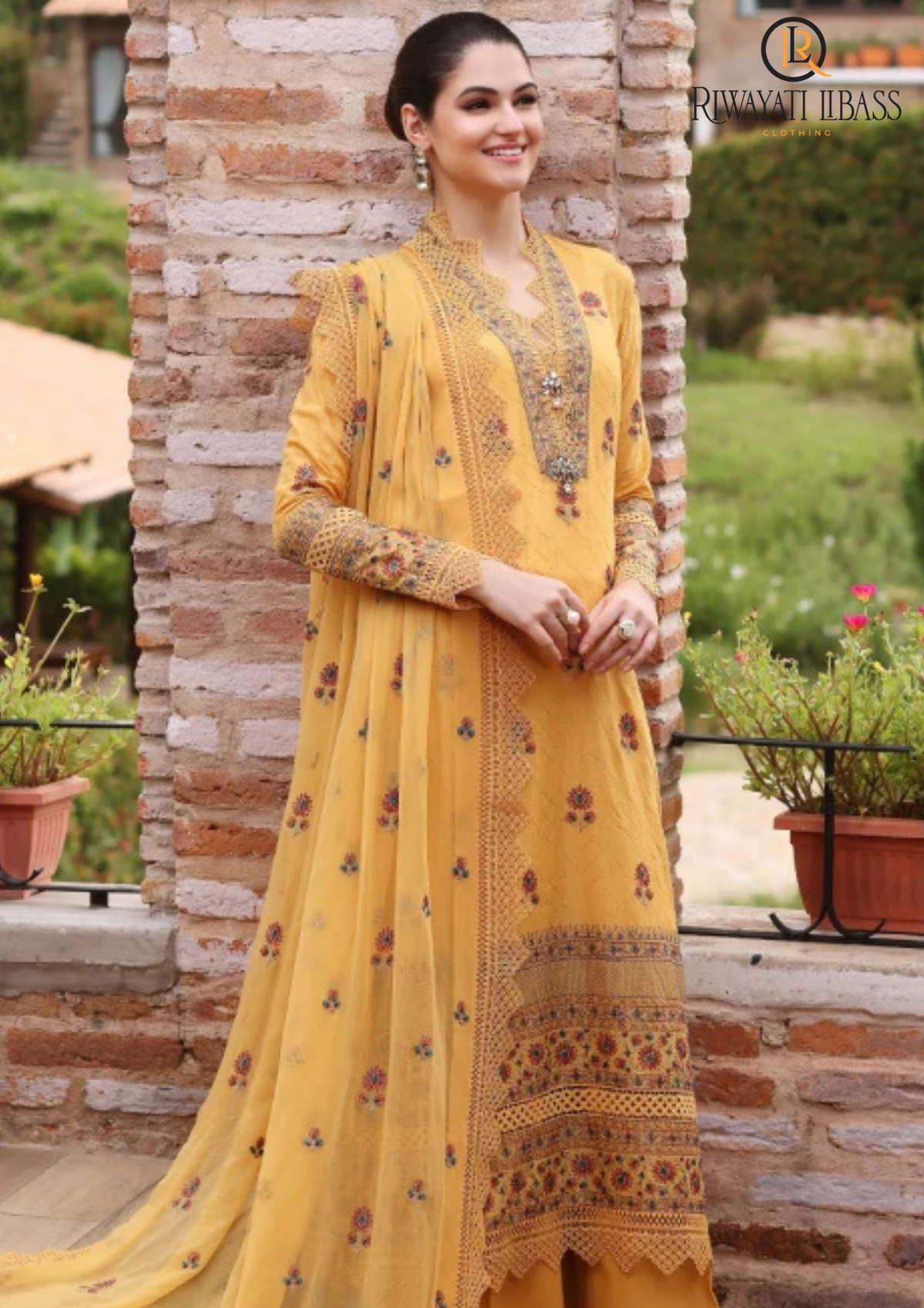 Summer Unstitched 3PC Lawn Embroidered Shirt With Chiffon Dupatta RL-132