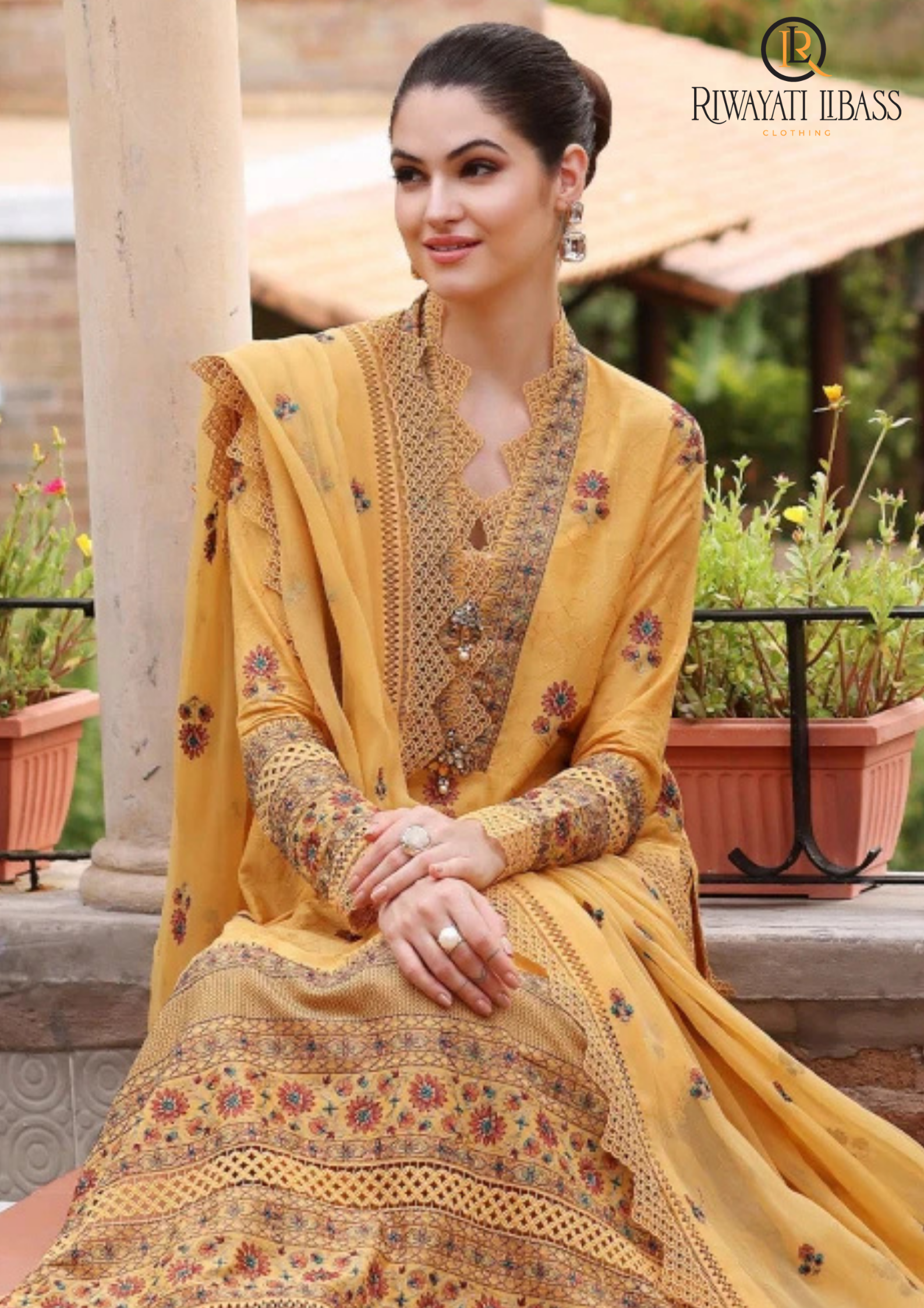 Summer Unstitched 3PC Lawn Embroidered Shirt With Chiffon Dupatta RL-132