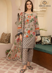 Summer Unstitched 3PC Lawn Printed Shirt With Diamond Dupatta RL-133