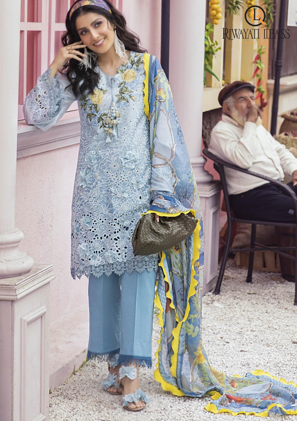 Summer Unstitched 3PC Lawn Embroidered Shirt With Silk Dupatta RL-136