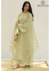 Summer Unstitched 3PC Lawn Embroidered Shirt With Organza Dupatta RL-147