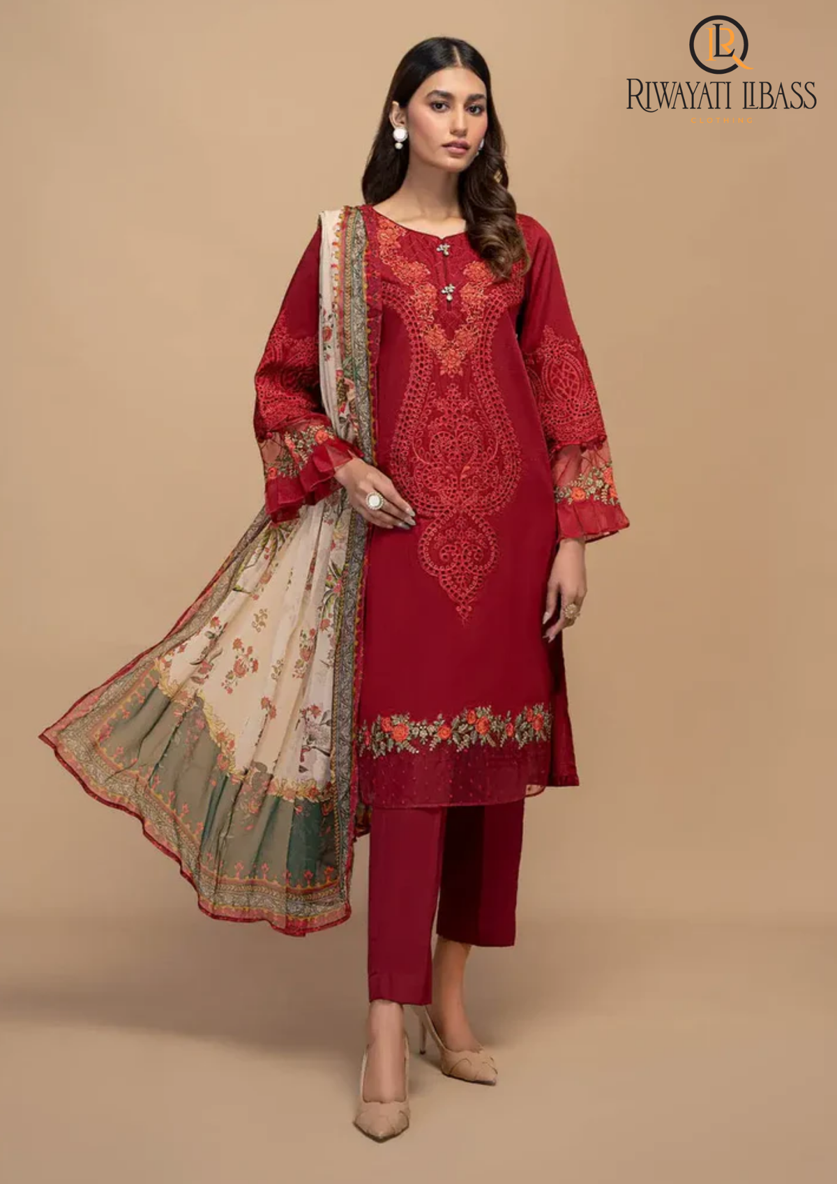 Summer Unstitched 3PC Lawn Embroidered Shirt With Monar Dupatta RL-149