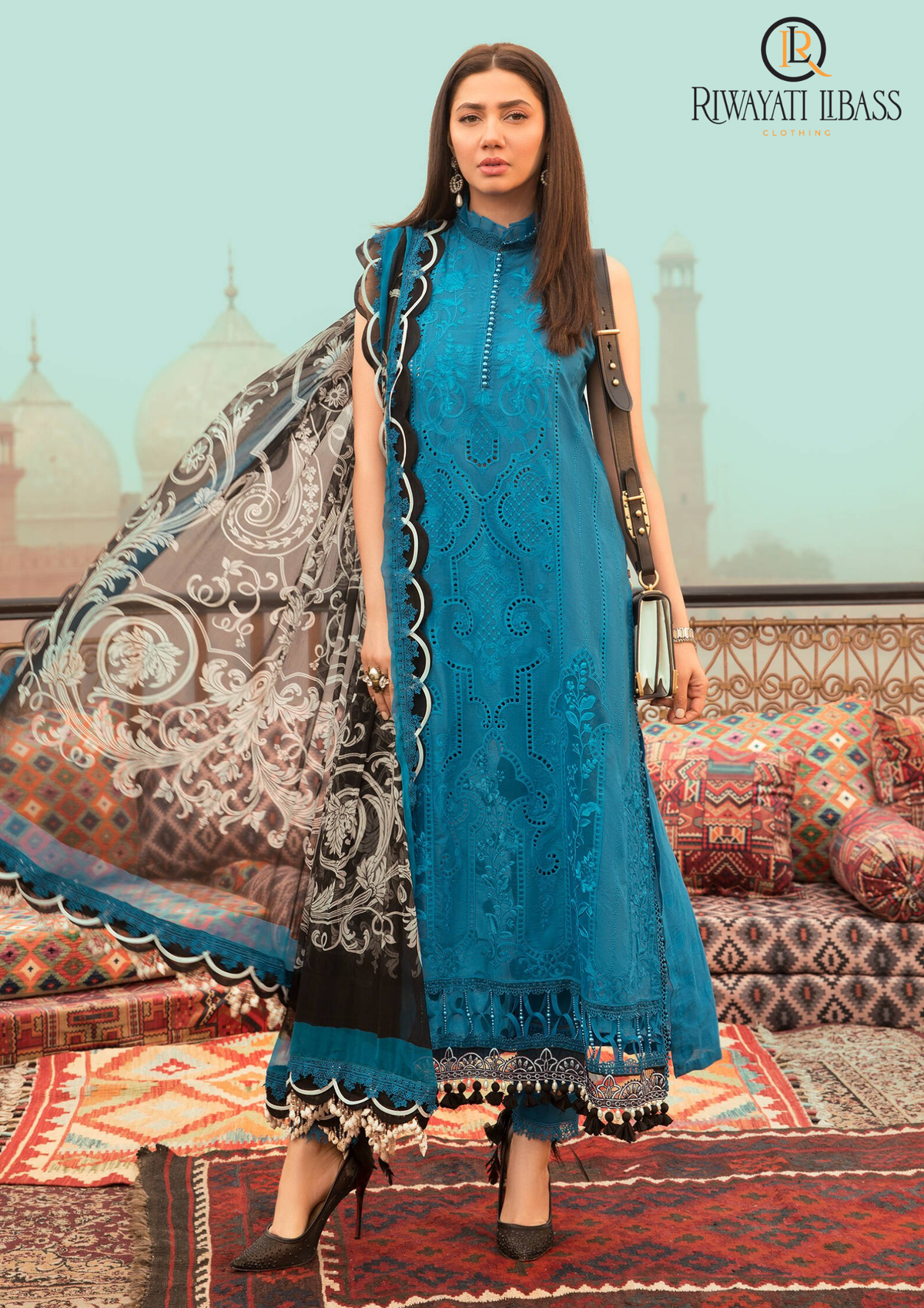 Summer Unstitched 3PC Lawn Embroidered Shirt With Organza Dupatta RL-151