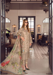 Summer Unstitched 3PC Lawn Embroidered Shirt With Silk Dupatta RL-155