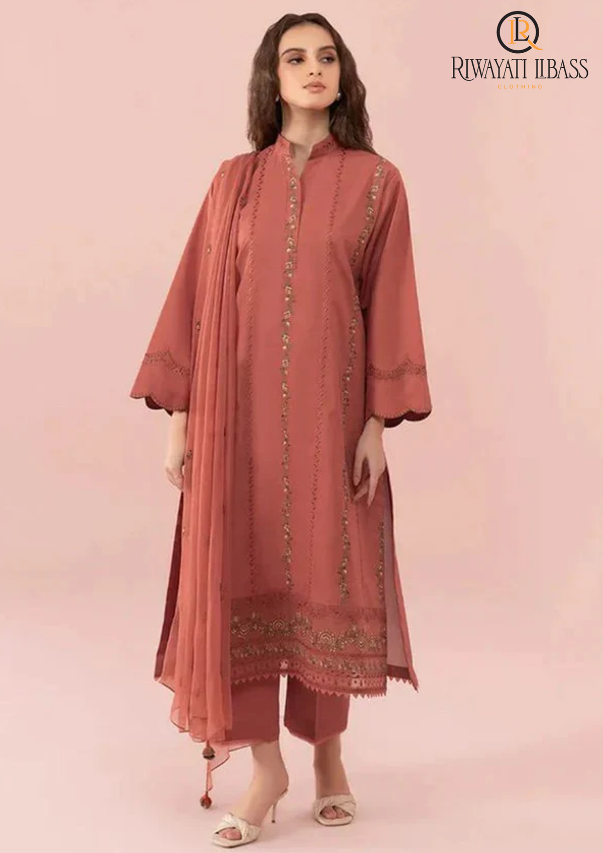 Summer Unstitched 3PC Lawn Embroidered Shirt With Silk Dupatta RL-158