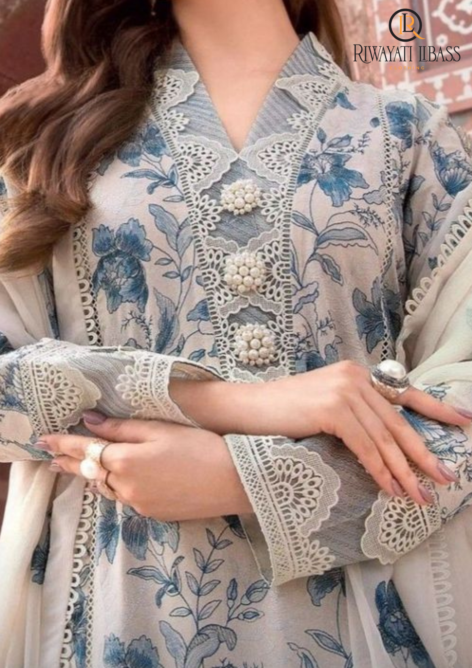 Summer Unstitched 3PC Lawn Embroidered Shirt With Chiffon Dupatta RL-160