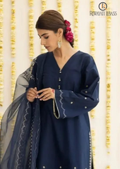 Summer Unstitched 3PCs Embroidered Lawn Dress With Monar Dupatta RL-212