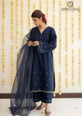 Summer Unstitched 3PCs Embroidered Lawn Dress With Monar Dupatta RL-212