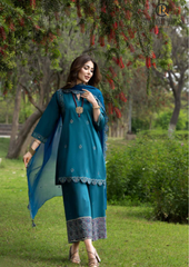Summer Unstitched 3PCs Embroidered Lawn Dress With Monar Dupatta RL-213
