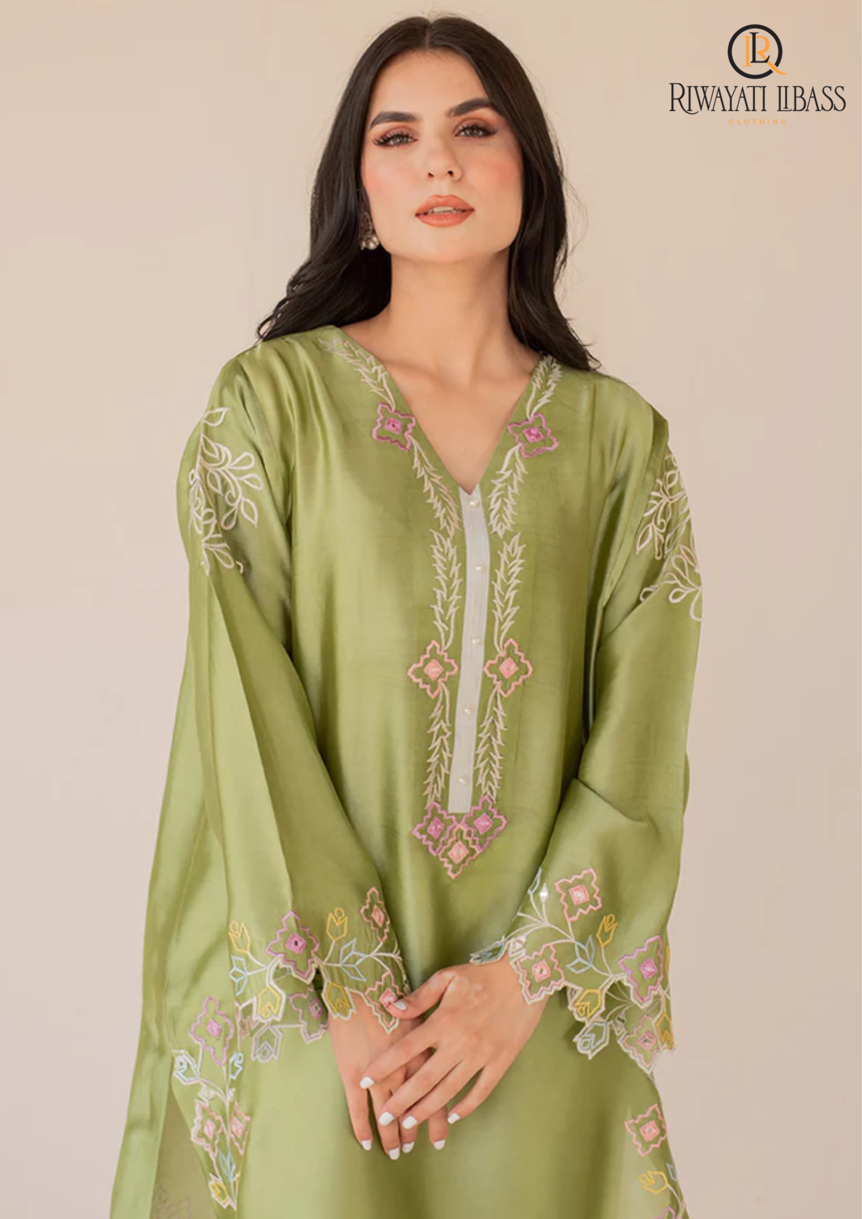Summer Unstitched 3PCs Embroidered Lawn Dress With Chiffon Dupatta RL-220