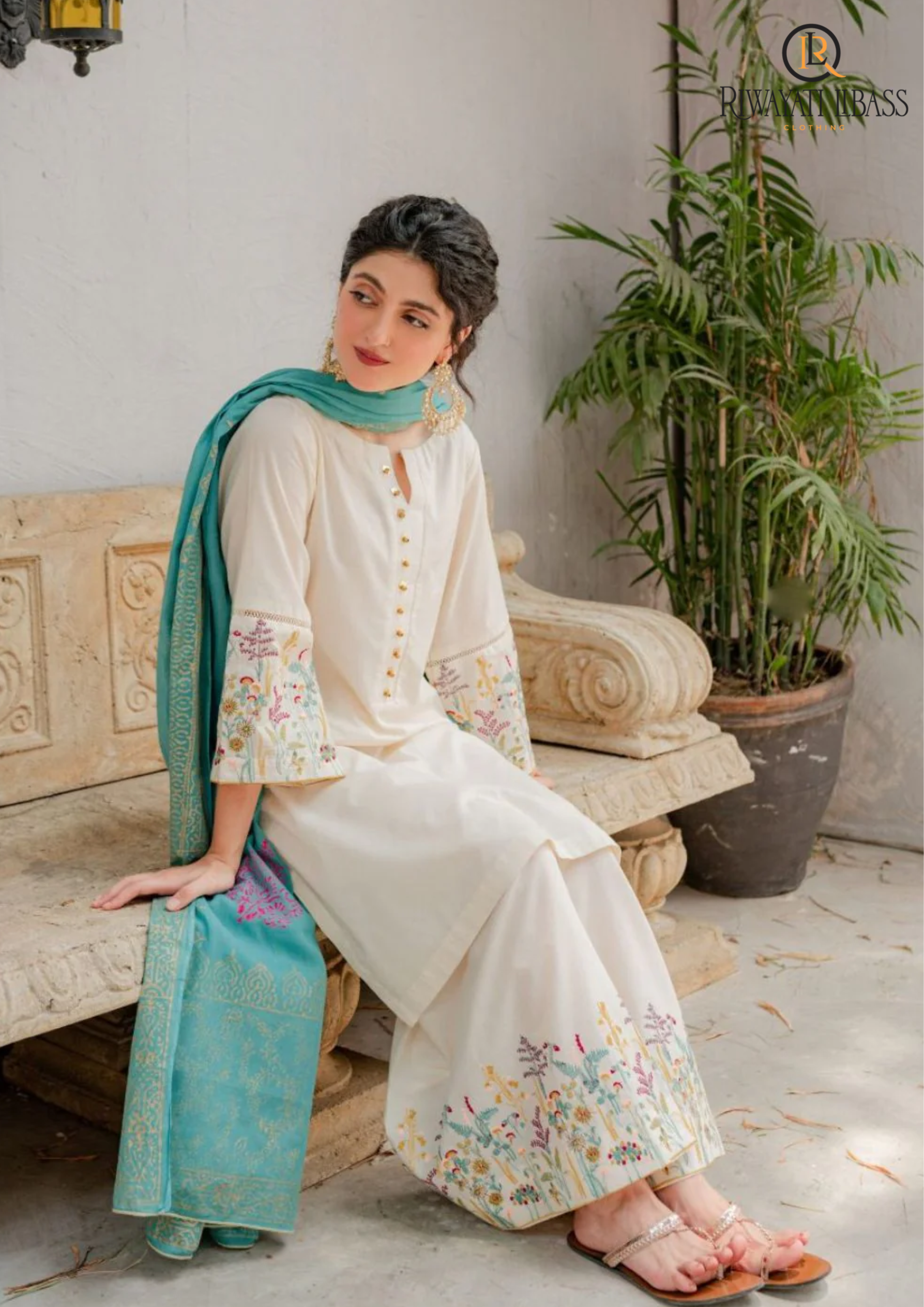 Summer Unstitched 3PCs Embroidered Lawn Dress With Diamond Monar Dupatta RL-261